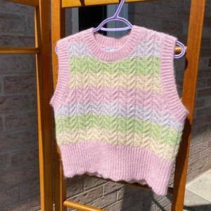 zara pastel striped knit sweater vest